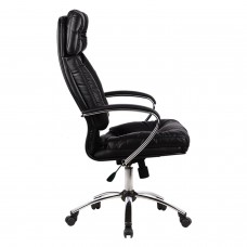 Кресло офисное МЕТТА "LK-14CH", кожа, хром, черное