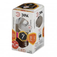 Лампа светодиодная ЭРА, 7 (60) Вт, цоколь E27, прозрачный шар, теплый белый свет, 30000 ч., LED smdP45-7w-827-E27-Clear, P45-7w-827-E27c