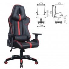 Кресло компьютерное BRABIX "GT Carbon GM-120", две подушки, экокожа, черное/красное, 531931