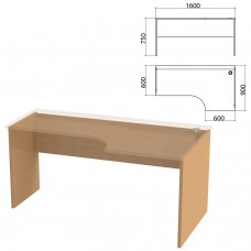 Каркас стола эргономичного "Этюд", 1600х900х750 мм, правый, бук бавария, 401673-55