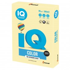 Бумага цветная IQ color БОЛЬШОЙ ФОРМАТ (297х420 мм), А3, 80 г/м2, 500 л., пастель, желтая, YE23