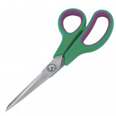 Ножницы БИЗНЕСМЕНЮ "Soft Grip", 190 мм, резиновые вставки, зелено-фиолетовые, 3-х сторонняя заточка, 236930