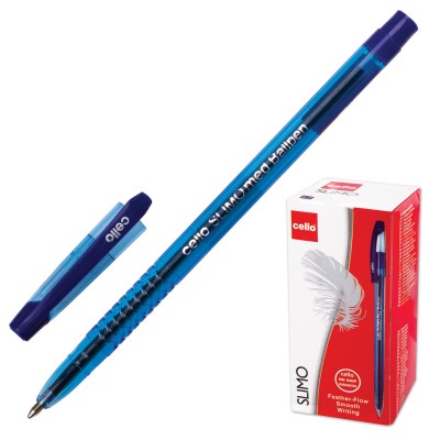 Ручка шариковая масляная CELLO "Slimo", СИНЯЯ, корпус тонированный синий, узел 1 мм, линия письма 0,8 мм, 305089020
