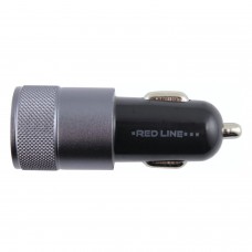 Зарядное устройство автомобильное, RED LINE C20, кабель microUSB 1 м, 2 порта USB, выходной ток 2,1 А, черное, УТ000012249