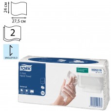 Полотенца бумажные (1 пачка 120 листов) TORK (H3) Universal, 2-слойные, цвет натуральный, 24х27,5, С-сложение, 471111