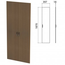 Дверь ЛДСП высокая "Этюд", комплект 2 шт., 397х18х1870 мм, орех онтарио, 400012-160