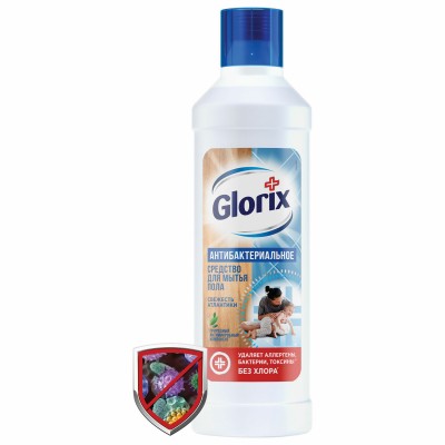 Средство для мытья пола 1 л, GLORIX (Глорикс) "Свежесть Атлантики", дезинфицирующее