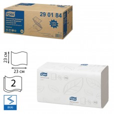Полотенца бумажные, 200 шт., TORK (Система H3) Advanced, комплект 20 шт., 2-слойные, белые, 23х23, ZZ(V), 290184