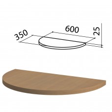 Стол приставной полукруг "Этюд", 600х350х750 мм, БЕЗ ОПОРЫ, орех онтарио, 400062-160