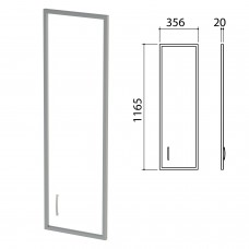 Дверь СТЕКЛО в алюминиевой рамке "Приоритет", правая, 356х20х1165 мм, БЕЗ ФУРНИТУРЫ (код 640429), К-940