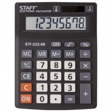 Калькулятор настольный STAFF PLUS STF-222, КОМПАКТНЫЙ (138x103 мм), 8 разрядов, двойное питание, 250418