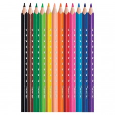 Карандаши цветные утолщенные MAPED (Франция) "Pulse&#039;", 12 цветов, пластик, трехгранные, заточенные, европодвес, 834352