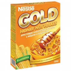 Хлопья NESTLE GOLD (Нестле Голд) кукурузные, с медом и арахисом, 300 г, картонная коробка, 12254821