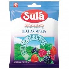 Конфеты-карамель SULA (Зула) леденцовая, "Лесные ягоды", 60 г, пакет, 86639