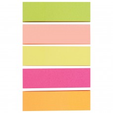 Закладки клейкие STAFF, НЕОНОВЫЕ бумажные, 50х14 мм, 5 цветов x 50 листов, 129359
