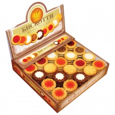 Печенье БИСКОТТИ (Россия), 9 видов, глазированное, сдобное, 1,9 кг, картонный шоу-бокс