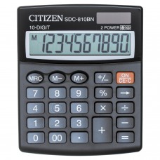 Калькулятор настольный CITIZEN SDC-810NR, КОМПАКТНЫЙ (124x102 мм), 10 разрядов, двойное питание
