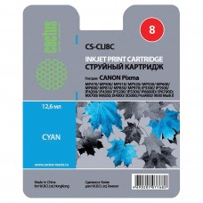 Картридж струйный CACTUS (CS-CLI8C) для CANON Pixma iP4200/4300/4500/5200/5300, голубой