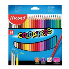 Карандаши цветные MAPED (Франция) "Color Pep&#039;s", 24 цвета, трехгранные, заточенные, европодвес, 183224