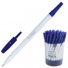 Ручка шариковая СТАММ "049", СИНЯЯ, корпус белый, узел 1,2 мм, линия письма 0,7 мм, РШ11