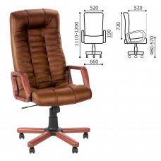 Кресло офисное "Atlant extra", кожа, дерево, коричневое