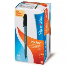 Ручка шариковая PAPER MATE "Inkjoy 100", ЧЕРНАЯ, корпус тонированный черный, узел 0,7 мм, линия письма 0,5 мм, S0960890