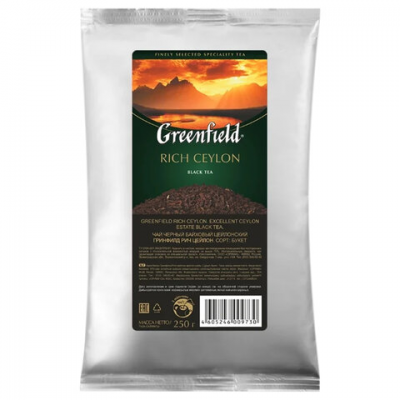 Чай GREENFIELD (Гринфилд) 'Rich Ceylon', черный, листовой, 250 г, пакет, 0973-15