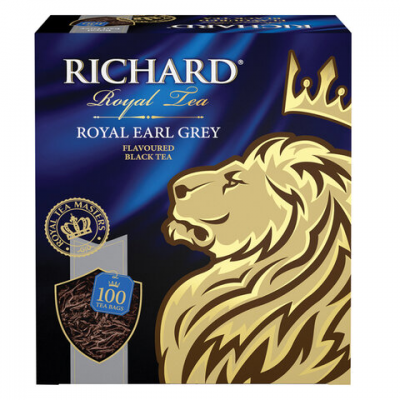 Чай RICHARD 'Royal Earl Grey', черный с бергамотом, 100 пакетиков по 2 г, 610250