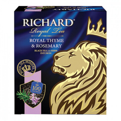 Чай RICHARD 'Royal Thyme & Rosemary', черный с чабрецом и розмарином, 100 пакетиков по 2 г, 100647