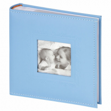 Фотоальбом BRAUBERG &#039;Cute Baby&#039; на 200 фото 10х15 см, под кожу, бумажные страницы, бокс, синий, 391142