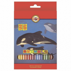 Карандаши цветные 36 ЦВЕТОВ KOH-I-NOOR &#039;Animals&#039;, заточенные, 3555/36, 3555036008KSRV