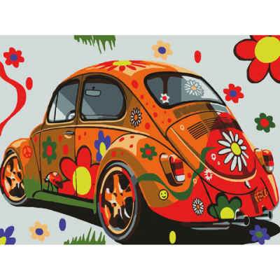 Картина по номерам 40х50 см, ОСТРОВ СОКРОВИЩ 'Автомобиль', на подрамнике, акриловые краски, 3 кисти, 662497