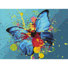 Картина по номерам 40х50 см, ОСТРОВ СОКРОВИЩ &#039;Голубая бабочка&#039;, на подрамнике, акриловые краски, 3 кисти, 662486