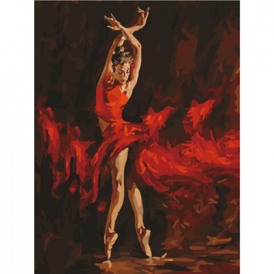 Картина по номерам 40х50 см, ОСТРОВ СОКРОВИЩ 'Огненная женщина', на подрамнике, акриловые краски, 3 кисти, 662467