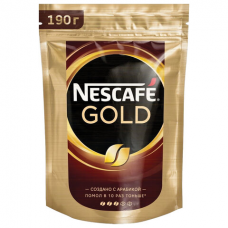Кофе молотый в растворимом NESCAFE (Нескафе) &#039;Gold&#039;, сублимированный, 190 г, мягкая упаковка, 12403031