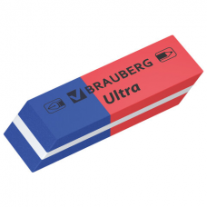 Ластики BRAUBERG &#039;Ultra&#039; 6 шт., размер ластика 41х14х8 мм, красно-синие, натуральный каучук, 229599.