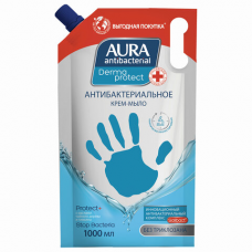 Мыло-крем жидкое антибактериальное 1 л AURA DERMA PROTECT &#039;Чайное дерево и тимьян&#039;, дой-пак, 10363
