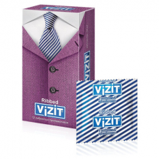 Презервативы латексные VIZIT Ribbed, комплект 12 шт., с ребрами, 101010321