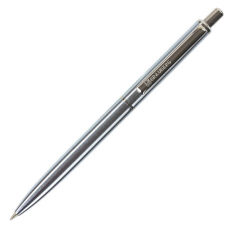 Ручка бизнес-класса шариковая BRAUBERG Larghetto, СИНЯЯ, корпус серебристый с хромированными деталями, линия письма 0,5 мм, 143474