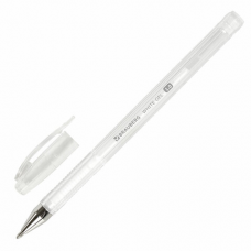 Ручка гелевая BRAUBERG &#039;White Pastel&#039;, БЕЛАЯ, корпус прозрачный, узел 1 мм, линия письма 0,5 мм, 143417