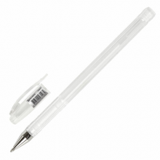 Ручка гелевая BRAUBERG &#039;White Pastel&#039;, БЕЛАЯ, корпус прозрачный, узел 1 мм, линия письма 0,5 мм, 143417