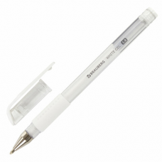 Ручка гелевая с грипом BRAUBERG &#039;White&#039;, БЕЛАЯ, пишущий узел 1 мм, линия письма 0,5 мм, 143416