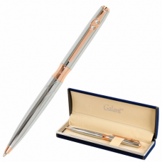 Ручка подарочная шариковая GALANT &#039;NUANCE SILVER&#039;, корпус серебристый, детали розовое золото, узел 0,7 мм, синяя, 143520