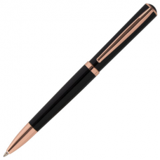 Ручка подарочная шариковая GALANT &#039;PUNCTUM BLACK&#039;, корпус черный, детали розовое золото, узел 0,7 мм, синяя, 143514
