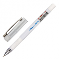 Ручка шариковая масляная с грипом STAFF &#039;Profit Chrome-X&#039;, СИНЯЯ, корпус белый, хромированные детали, узел 0,7 мм, линия 0,35 мм, 142985
