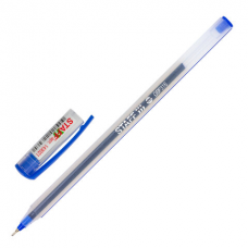 Ручка шариковая масляная STAFF &#039;Basic&#039;, СИНЯЯ, корпус матовый, игольчатый узел 0,6 мм, линия письма 0,3 мм, 143021