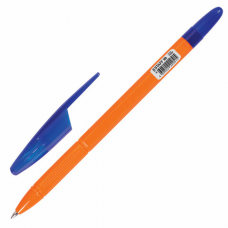Ручка шариковая масляная STAFF &#039;X-100&#039;, СИНЯЯ, корпус оранжевый, узел 1 мм, линия письма 0,7 мм, 143204